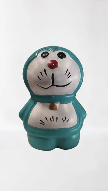 Doraemon Ceramic Piggy Bank Coin Money Box for Kids | Cute Cartoon Savings Gullak Home Decor Showpiece Blue 3D Figurine Gift for Boys Girls image 1