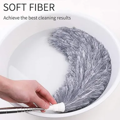 VOLTURI Microfiber Feather Duster Bendable Head with 100 Inch Extendable Pole for High Ceiling Fan Cleaning Window Blinds Furniture Dusting Washable Reusable Long Handle Cleaning Brush Standard thumbnail 1