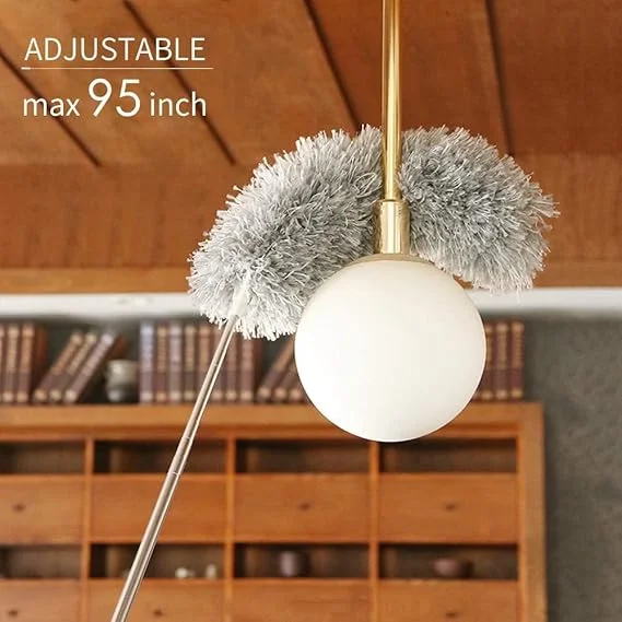 VOLTURI Microfiber Feather Duster Bendable Head with 100 Inch Extendable Pole for High Ceiling Fan Cleaning Window Blinds Furniture Dusting Washable Reusable Long Handle Cleaning Brush Standard image 3