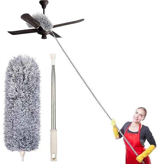 VOLTURI Microfiber Feather Duster Bendable Head with 100 Inch Extendable Pole for High Ceiling Fan Cleaning Window Blinds Furniture Dusting Washable Reusable Long Handle Cleaning Brush Standard image 1