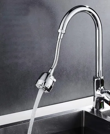 360° Flexible Kitchen Tap Extender with Adjustable Faucet Nozzle & Water Saving Aerator thumbnail 0