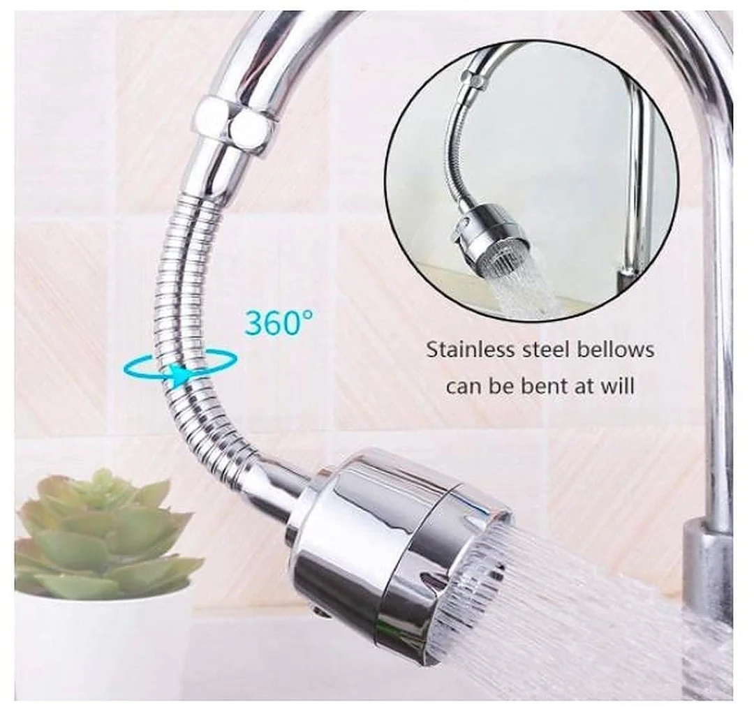 360° Flexible Kitchen Tap Extender with Adjustable Faucet Nozzle & Water Saving Aerator image 2