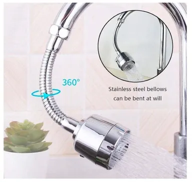 360° Flexible Kitchen Tap Extender with Adjustable Faucet Nozzle & Water Saving Aerator thumbnail 1
