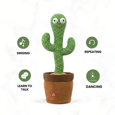 Rechargeable Dancing Cactus Toy with Music, Lights & Educational Interaction thumbnail 2