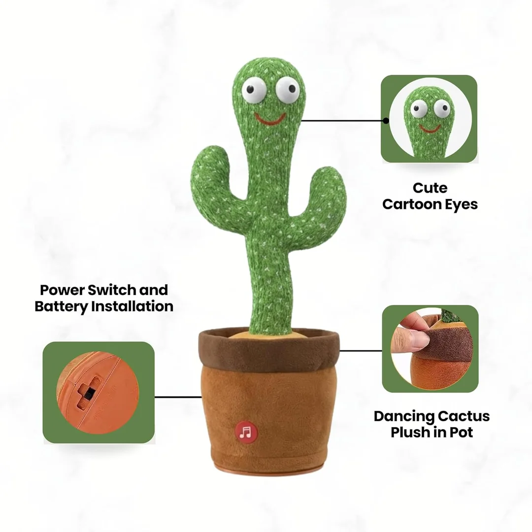 Rechargeable Dancing Cactus Toy with Music, Lights & Educational Interaction image 4