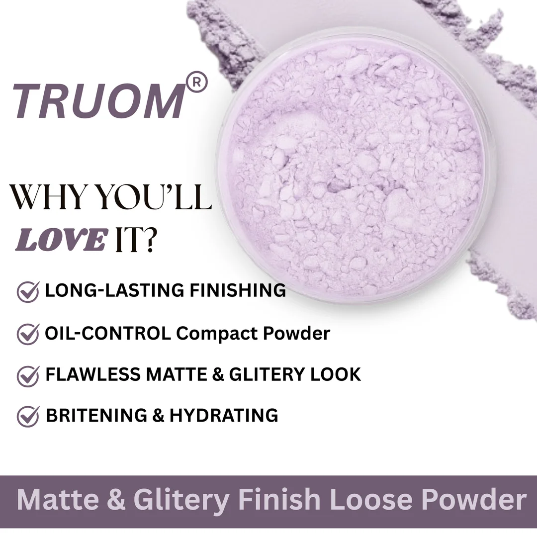 TRUOM Ultra-Fine Lavender Loose Setting Powder 30g – Brightening Matte Finish, Oil Control, Blur Pores, Long-Lasting Base Makeup for All Skin Tones image 2