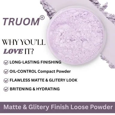 TRUOM Ultra-Fine Lavender Loose Setting Powder 30g – Brightening Matte Finish, Oil Control, Blur Pores, Long-Lasting Base Makeup for All Skin Tones thumbnail 1