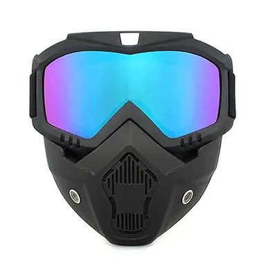 OTOROYS 3 in 1 Motorcycle Protective Goggles with Detachable Bike Face Mask & Rainbow Visor UV Protection Anti Dust Windproof Riding Face Shield for Men Women India thumbnail 2