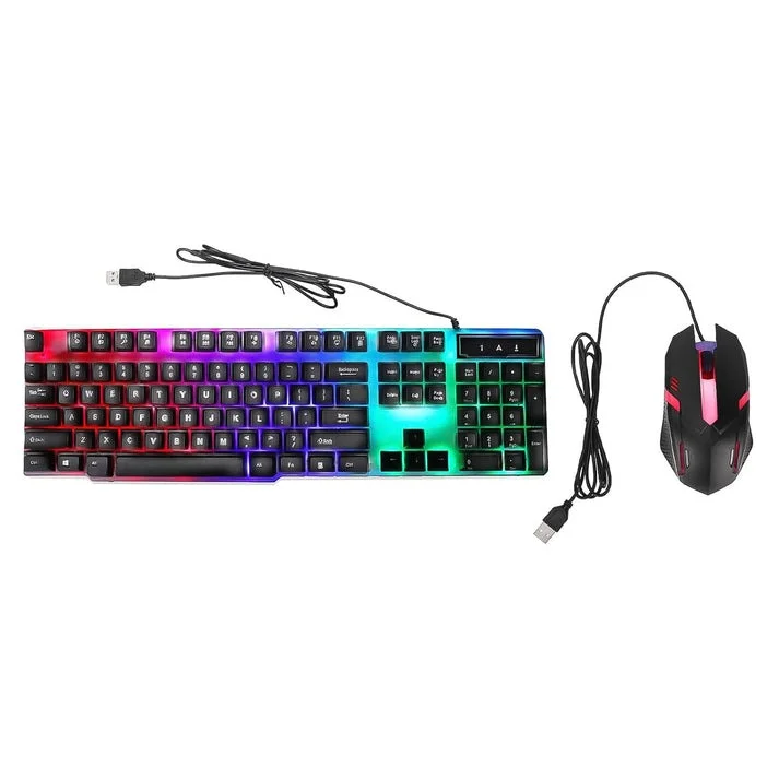 104 Key Colorful Backlit Gaming Keyboard Mouse Combo USB Wired Ergonomic LED Lighting Keyboard and Gaming Mouse Set for Laptop PC Gamers 2 Pc Set image 4