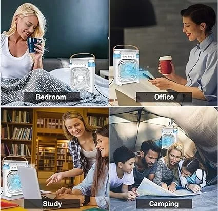 Magic Portable Air Cooler 3 in 1 Mini USB Personal Air Conditioner Fan with Humidifier Air Purifier LED Night Light Premium Blue for Home Office Car Travel India image 1
