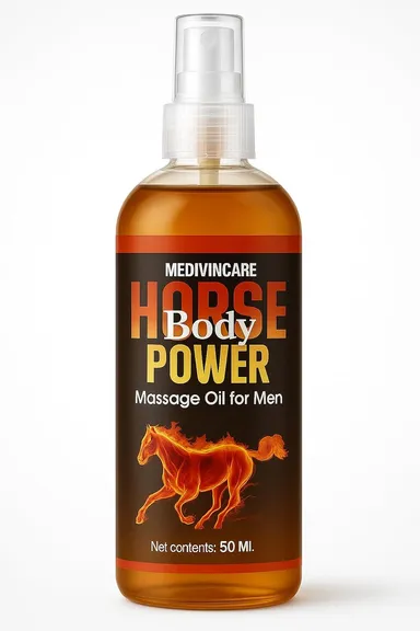 Medivincare Horse Body Power Massage Oil for Men 100ml Ayurvedic Herbal Formula for Stamina Energy Strength Performance Blood Circulation Enhancement Body Vitality Oil thumbnail 0