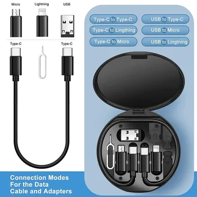 Find Universal 5-in-1 Charging Cable Kit | Multi-Device USB Cable, Fast Charging, Compatible with Android, iPhone, Type-C, Micro USB & Lightning Devices 1 Pc thumbnail 2