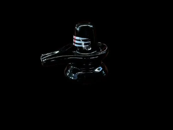 Premium Black Shivlinga Idol with White & Red Trishul Mark | Handcrafted Small Stone Puja Mandir Statue | Hindu Worship Home Temple Decor & Spiritual Gift image 1