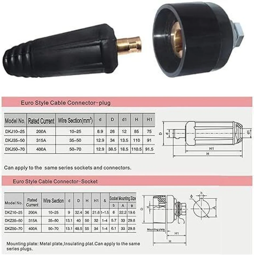 35–50 mm Heavy Duty Brass Male & Female Welding Cable Connector Set with Alignment Key for Inverter Welding Machine Cable Quick Plug Joint Industrial Welding Connector image 3