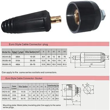 35–50 mm Heavy Duty Brass Male & Female Welding Cable Connector Set with Alignment Key for Inverter Welding Machine Cable Quick Plug Joint Industrial Welding Connector thumbnail 2