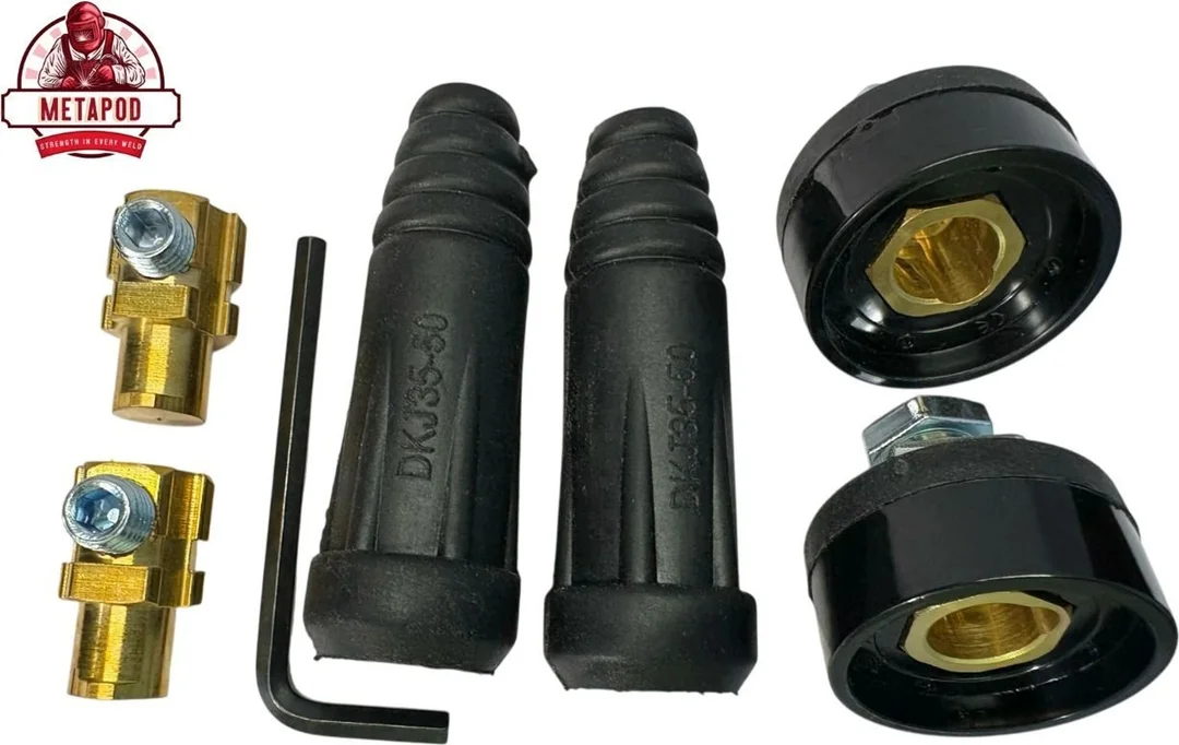 35–50 mm Heavy Duty Brass Male & Female Welding Cable Connector Set with Alignment Key for Inverter Welding Machine Cable Quick Plug Joint Industrial Welding Connector image 1