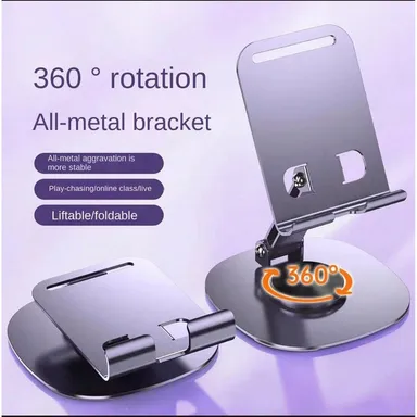 Premium Foldable & 360° Rotatable Mobile Stand for Desk – Adjustable Anti-Slip Smartphone Holder for Video Calls, Gaming, Office & Home Use thumbnail 1