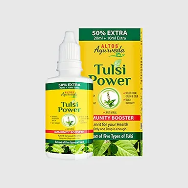 Ayurvedic Tulsi Power Amrit Immunity Booster Drops 30ml*2 Pack + 20ml Extra Natural Herbal Immune Support Tulsi Extract for Cough Cold Respiratory Health Natural Immunity Enhancer India thumbnail 0