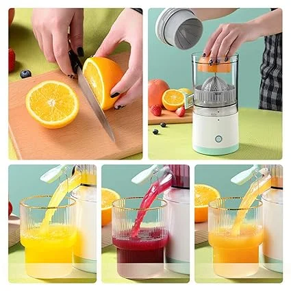 Portable Electric Juicer Machine 360° Automatic Orange Juice Extractor Maker Compact Small Fruit Juicing Machine for Home Kitchen Travel Hotel Fresh Citrus Juicer India image 3