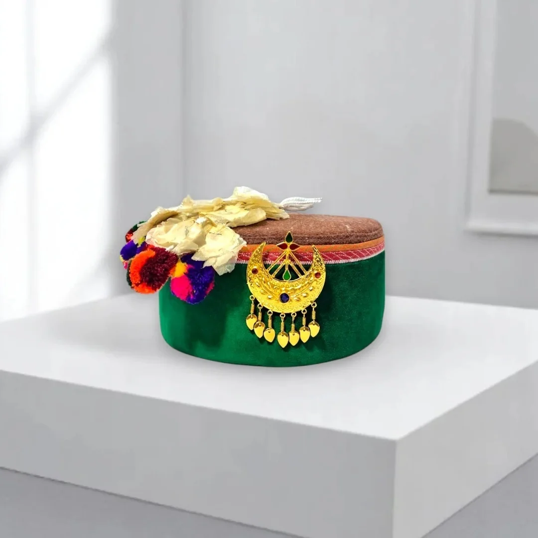 Premium Kinnouri Cap (Elight Man & Women) With Artificial Kalgi & Chamkhya image 1