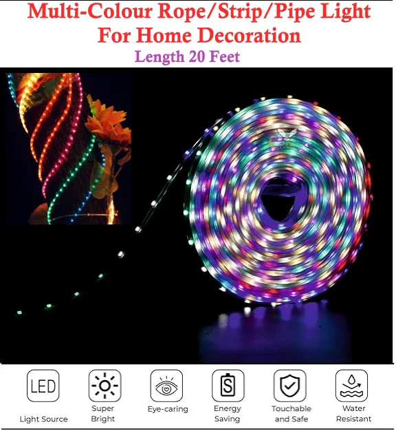 6 Meter Multicolour LED Strip |Rope Lights | Waterproof Energy Saving Home Decor, False Ceiling, Diwali & Room Lighting image 2