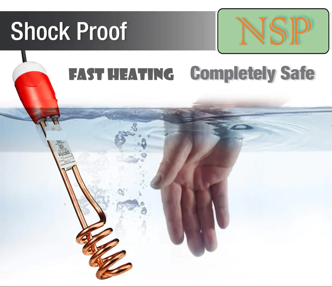 Premium 1500W Immersion Rod Water Heater with 100% Copper Heating Element Shock Proof Fast Heating Portable Electric Water Heater for Home Bathroom and Travel Use image 1
