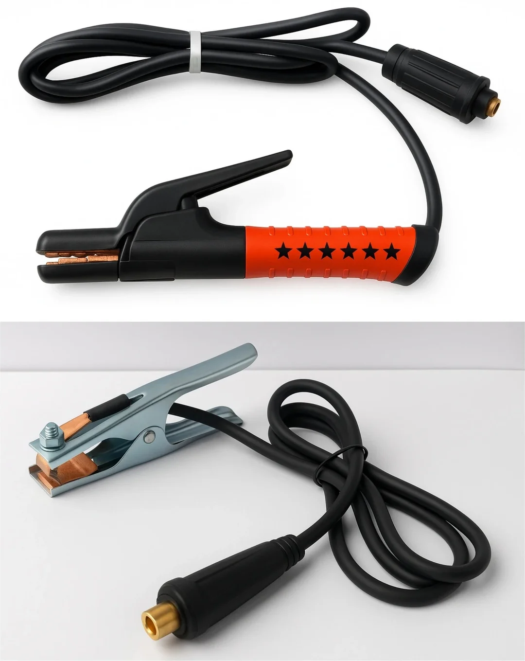 600-800 Amp Welding Electrode Holder Earth Clamp Cable Set with 35-50mm Male Connector for Inverter Welding Machines Heavy-Duty Industrial Welding Leads image 1
