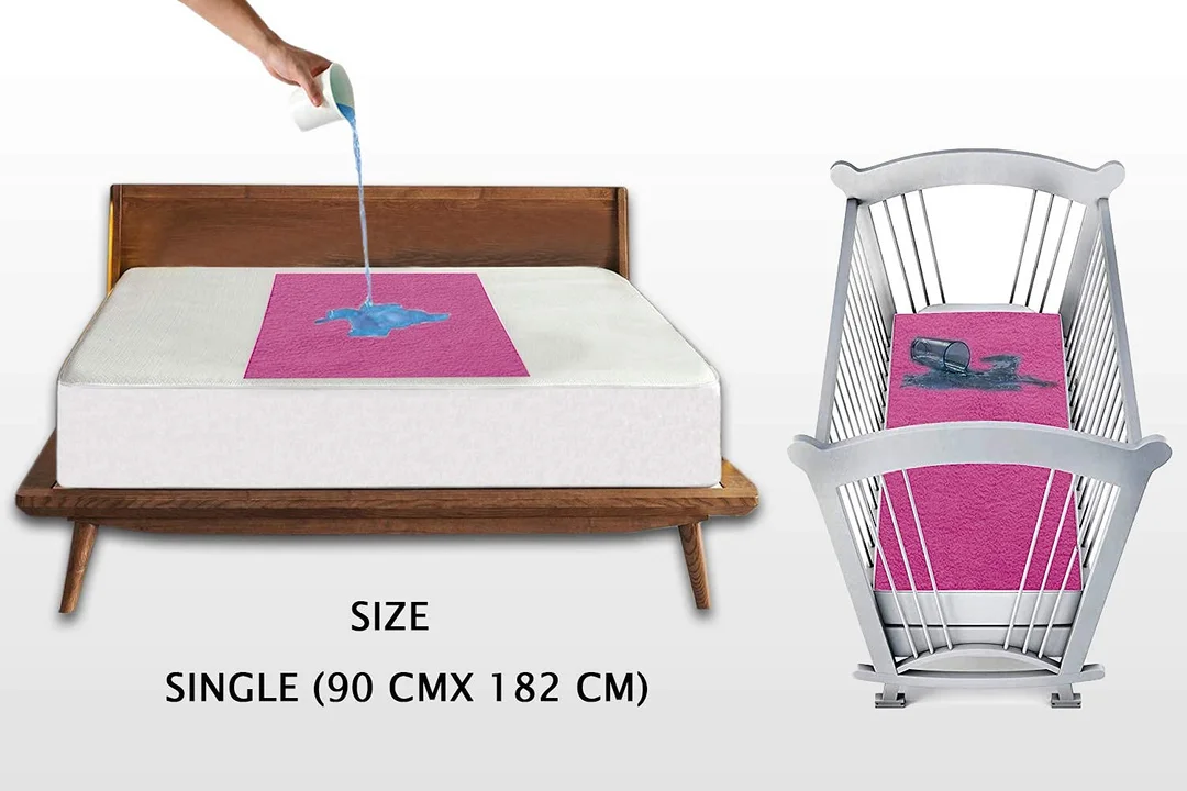 Premium Waterproof Breathable Linen Mattress Protector Cover – Fitted Elastic Terry Cotton Bed Shield for Dust Mites, Stains, Spills – King/Queen/Sizes India image 2