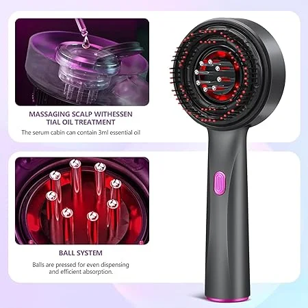 3 in 1 Electric Hair Oil Applicator with IPX7 Waterproof Scalp Massager Brush Head Massager Comb for Deep Root Nourishment Hair Growth Anti Dandruff Oil Distribution Black image 1
