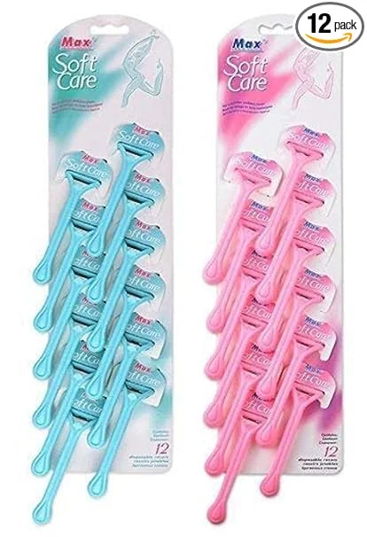 Max Women’s Disposable Shaving Razor for Hair Removal Blue Pink 24 Piece Pack Twin Blade Smooth Glide Skin Friendly Body Face Underarm Bikini Razor for Women India image 2
