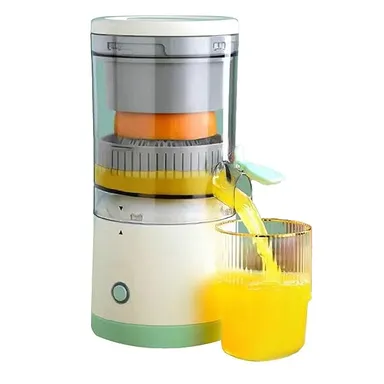 Portable 360° Electric Juicer Machine Automatic Orange Juice Extractor Maker Compact Small Space Fruit Blender for Home Kitchen Travel Hotel Fresh Citrus Press India thumbnail 1