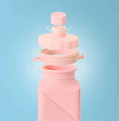 Silicone Folding Water Bottle 600ml Collapsible BPA Free Reusable Leak Proof Travel Gym Outdoor Drinking Bottle with Carry Strap Portable Sports Water Container thumbnail 1