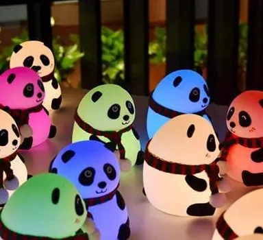 Rechargeable Panda Night Light for Kids Soft Silicone Multicolor LED Table Lamp with Touch Control Color Changing Modes USB Charging Cute Animal Bedside Lamp for Boys Girls Baby Room Nursery Decor India thumbnail 1