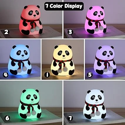 Rechargeable Panda Night Light for Kids Soft Silicone Multicolor LED Table Lamp with Touch Control Color Changing Modes USB Charging Cute Animal Bedside Lamp for Boys Girls Baby Room Nursery Decor India image 3