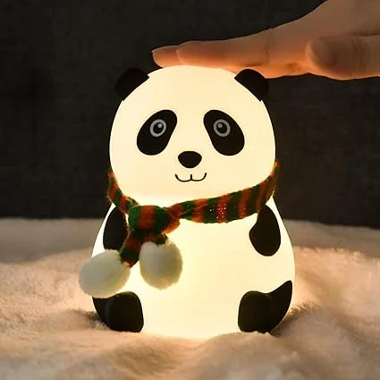 Rechargeable Panda Night Light for Kids Soft Silicone Multicolor LED Table Lamp with Touch Control Color Changing Modes USB Charging Cute Animal Bedside Lamp for Boys Girls Baby Room Nursery Decor India image 1