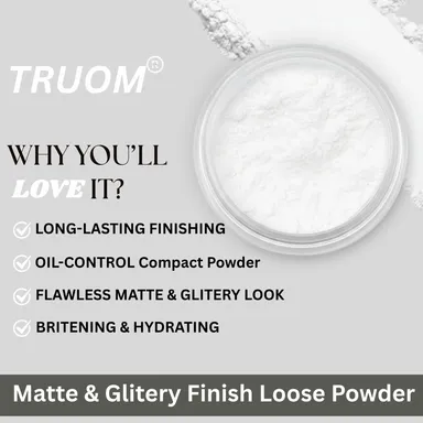 TRUOM Ultra-Fine Translucent Loose Setting Powder 30g | Long-Lasting Flawless Matte Finish, Oil Control, Blur Pores, Brightening Base Makeup for All Skin Tones thumbnail 2