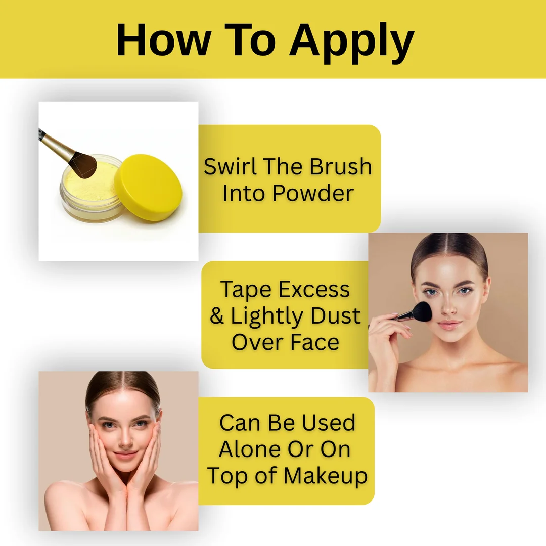 TRUOM Ultra-Fine Banana Yellow Loose Setting Powder for Base & Brightening | Flawless Matte Finish, Oil Control & Blur Pores | Long-Lasting Base Makeup for All Skin Tones - 30g image 4