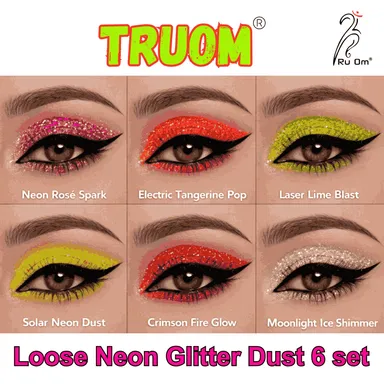 TRUOM Sparkle Loose Neon Glitter Eyeshadow 6 Grid Box for Women thumbnail 3