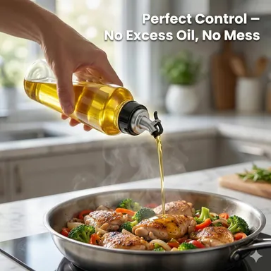 Oil Dispenser 1000ml | 1 Litre Plastic Oil Dispenser for Kitchen | Leak Proof Cooking Oil Bottle with Pourer Cap | Oil Container for Cooking, Ghee & Vinegar (Pack Of 1) thumbnail 4