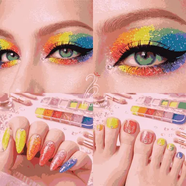 TRUOM Sparkle Loose Neon Glitter Eyeshadow 12 Grid Box |Vibrant Multi-Colour Party|Festival & Neon Eye Makeup for Women thumbnail 4