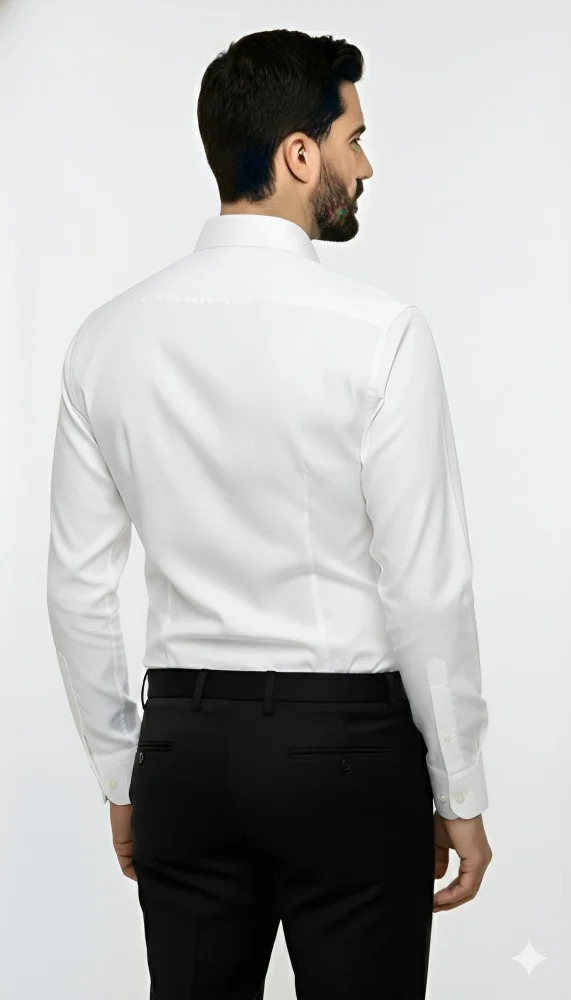 Fabrizer Mens White Formal Shirt Classic Solid Office Wear Smart Casual Cotton Blend Look Regular Fit Business Party Shirt for Men India image 3