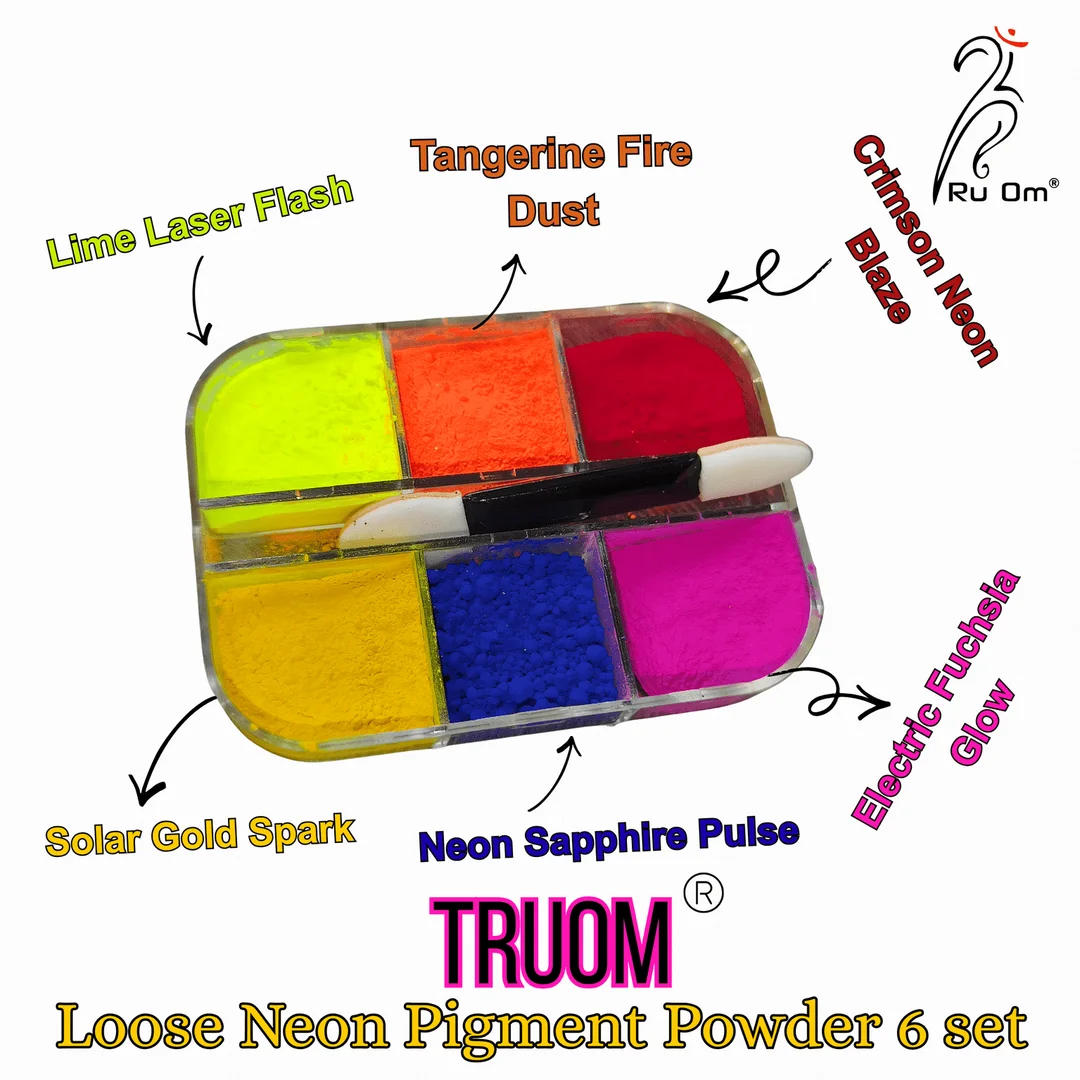 TRUOM Loose Neon Pigment Powder Eyeshadow 6 Grid Box for Women image 1