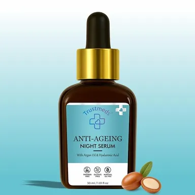 Anti Ageing Night Face Serum 30ml with Argan Oil & Hyaluronic Acid for Wrinkles Fine Lines Repair Skin Brightening Firming Vegan Clean Beauty for Men Women Argan Oil and Hyaluronic Acid 350 ML thumbnail 0