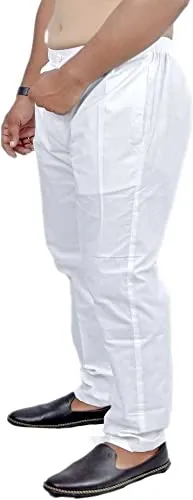 Mens White Pure Cotton Pant Style Pyjama |Comfortable Long Relaxed Fit Daily Wear | Nightwear Bottom thumbnail 3