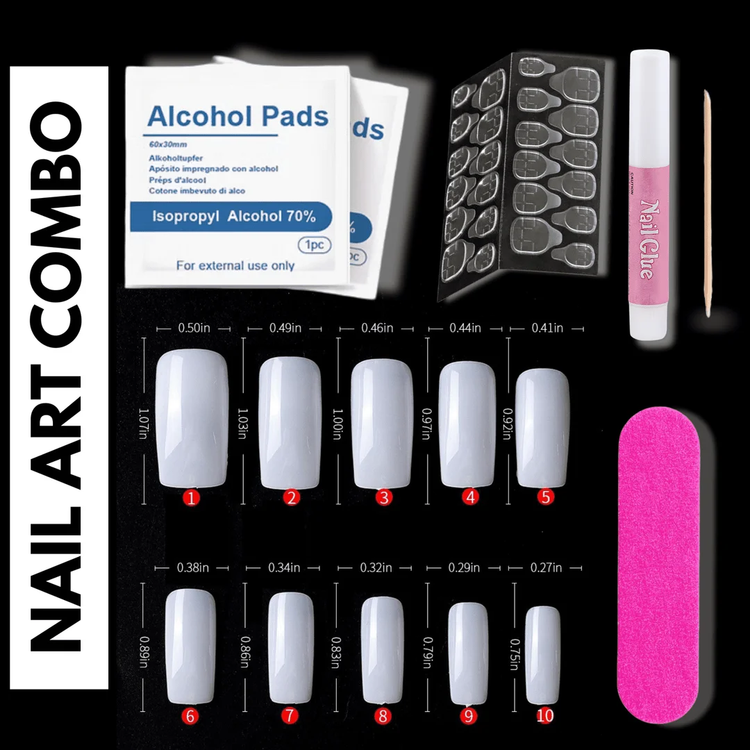 TRUOM Professional Nail Art Tool Kit 10Nails+1Stick+1File & More 4 Other Tools Combo Kit Nail Extension image 1