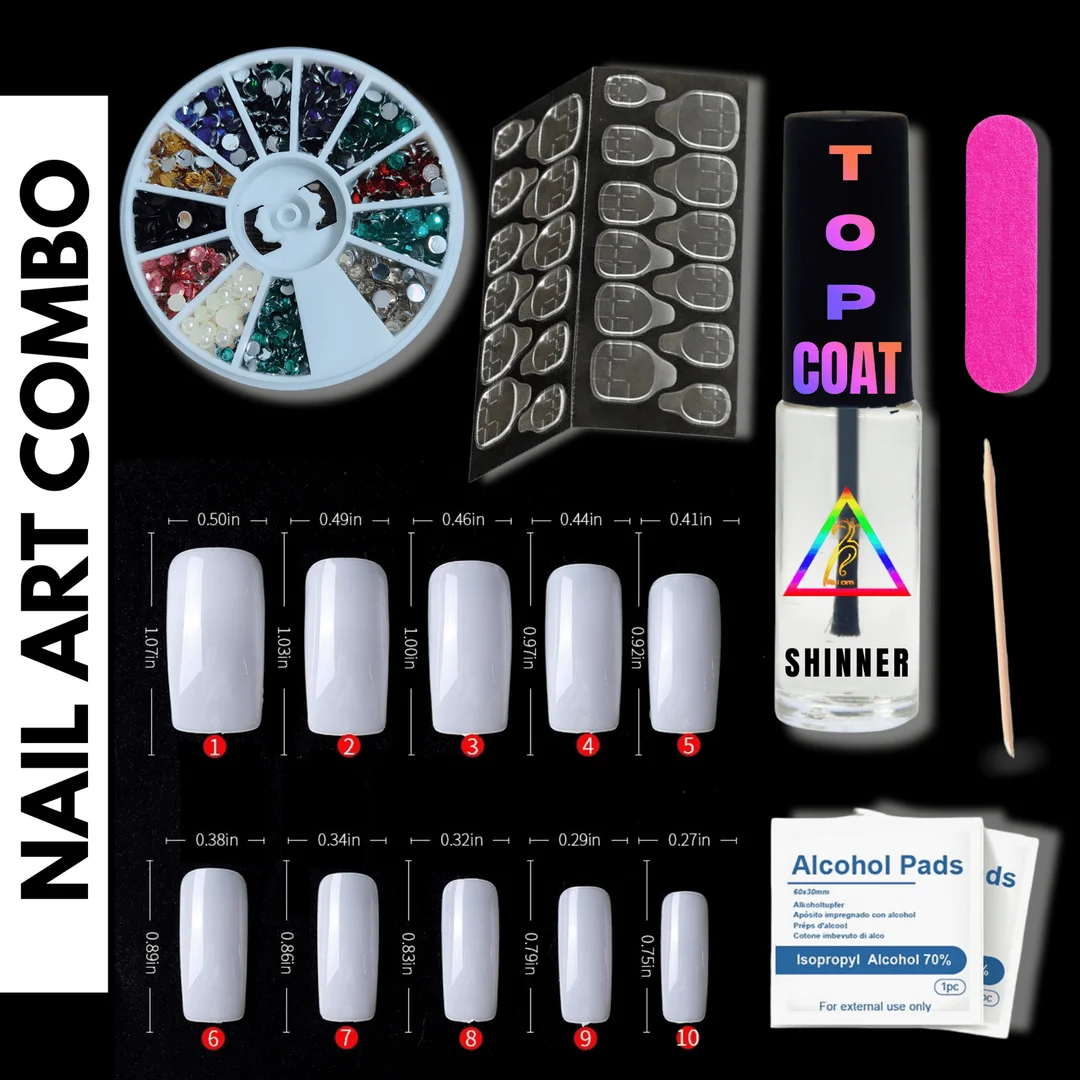 TRUOM Professional Nail Art Tool Kit 10Nails+1Stick+1File & More 5 Other Tools Combo Kit Nail Extension image 1