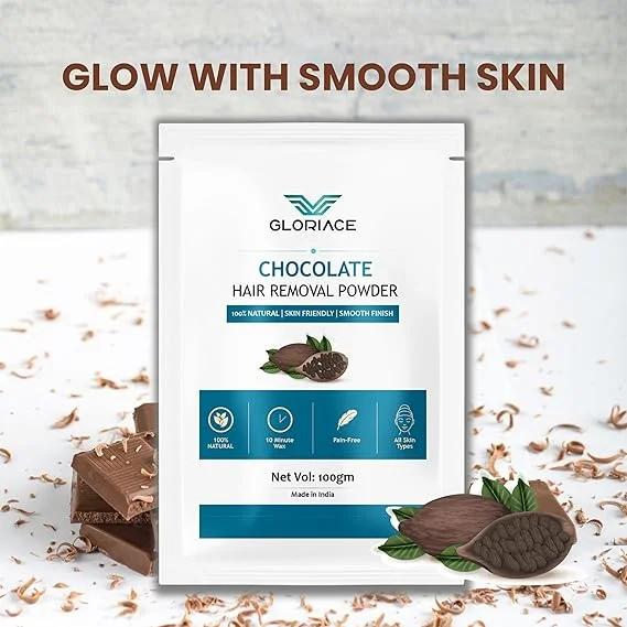 Natural Chocolate Hair Removal Powder 100g | Painless At‑Home Hair Remover for Body Legs Underarms Bikini | Skin Friendly Smooth Finish Cocoa Wax Powder image 2
