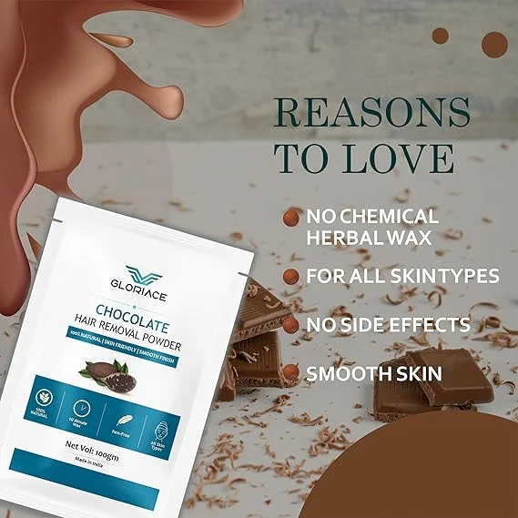 Natural Chocolate Hair Removal Powder 100g | Painless At‑Home Hair Remover for Body Legs Underarms Bikini | Skin Friendly Smooth Finish Cocoa Wax Powder image 3