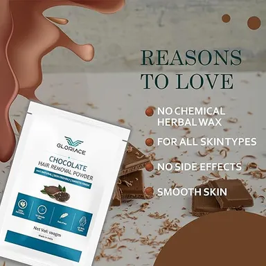 Natural Chocolate Hair Removal Powder 100g | Painless At‑Home Hair Remover for Body Legs Underarms Bikini | Skin Friendly Smooth Finish Cocoa Wax Powder thumbnail 2