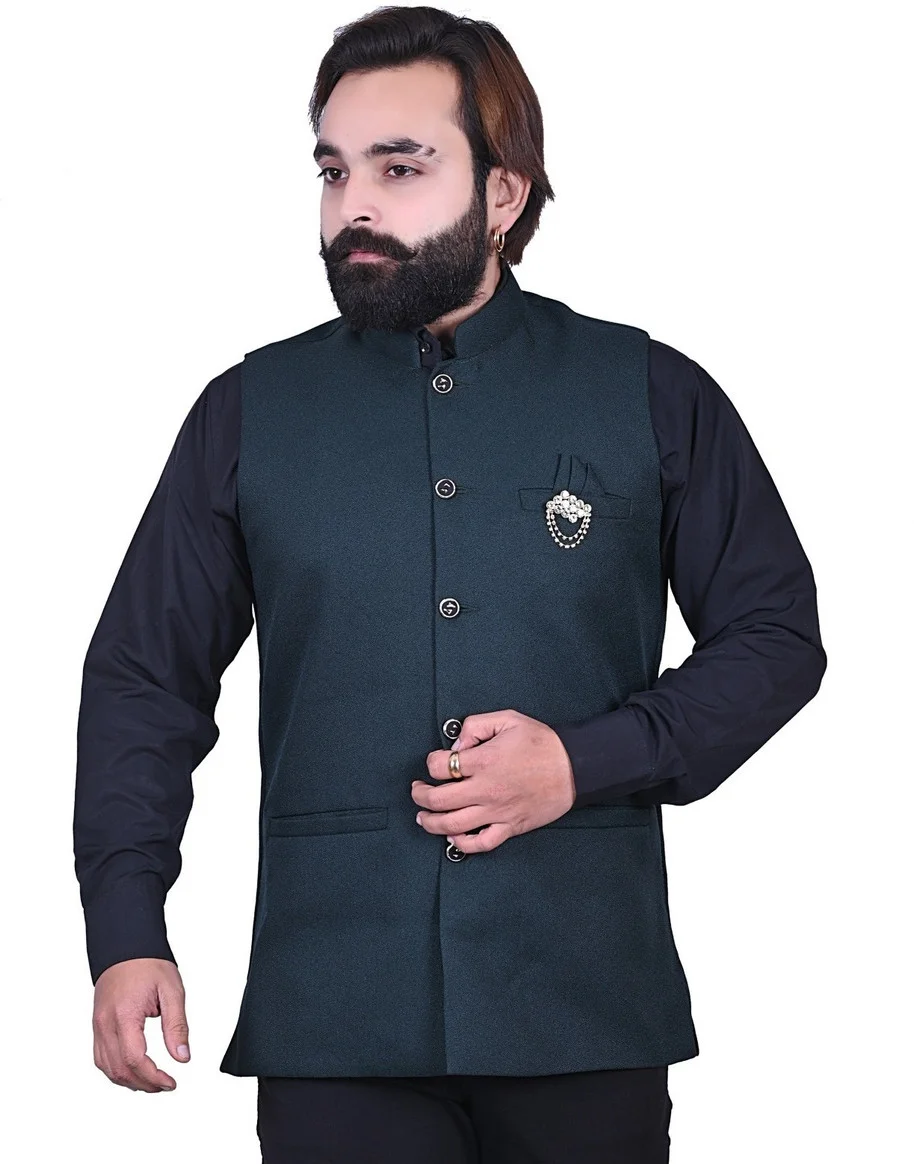 Men's Ethnic Nehru Modi Jacket | Sleeveless Mandarin Collar Party Wear Koti Sadri for Men Pack of 1 image 1